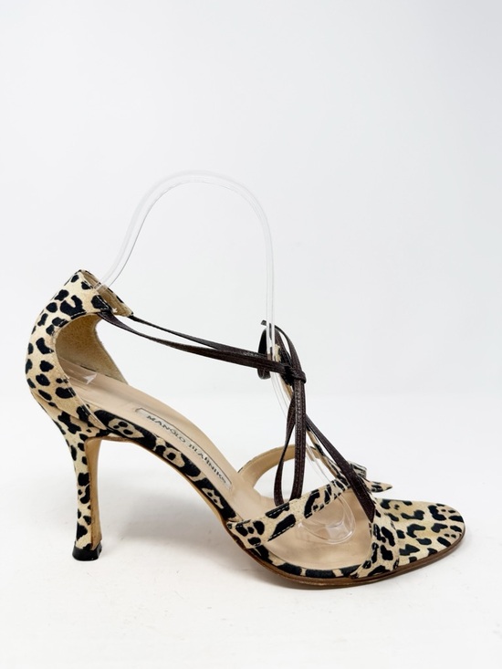 Manolo Blahnik Leopard Print Strappy Stiletto Heels Womens Size EU 39 - Picture 5 of 10